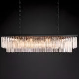 Kitchen Crystal Black Rectangular LED Hanging Light Image - 5