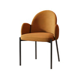 Kitchen Curved Back Upholstered Arm Dining Chair Orange Image - 2