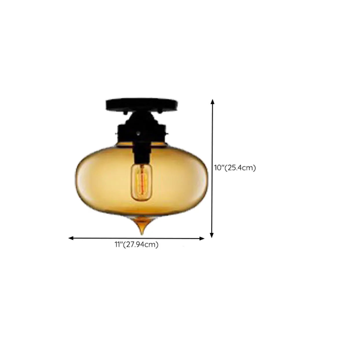  Kitchen Industrial Glass Flush Mount Ceiling Light 