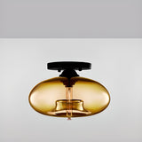  Kitchen Industrial Glass Flush Mount Ceiling Light Image - 2