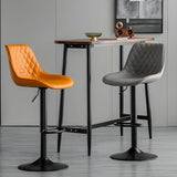 Kitchen Leather Bucket Iron Adjustable Swivel Bar Stool Image - 1