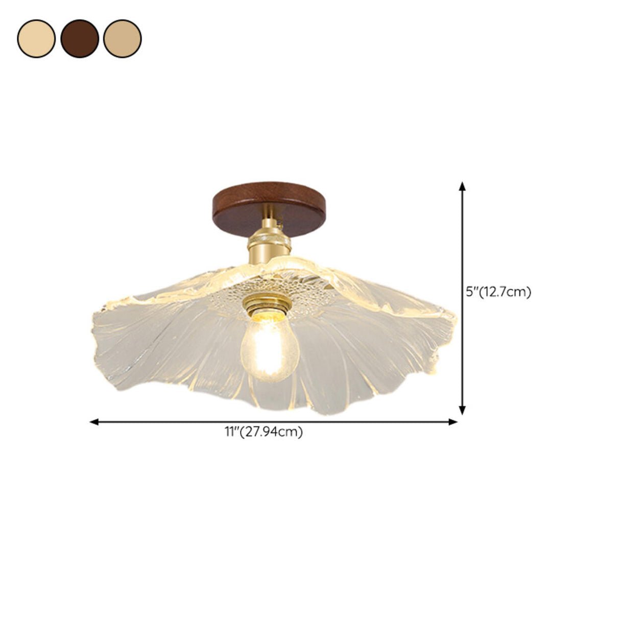 Kitchen Mini Clear Flower Glass Semi-Flush Mount Light 