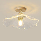 Kitchen Mini Clear Flower Glass Semi-Flush Mount Light Image - 3