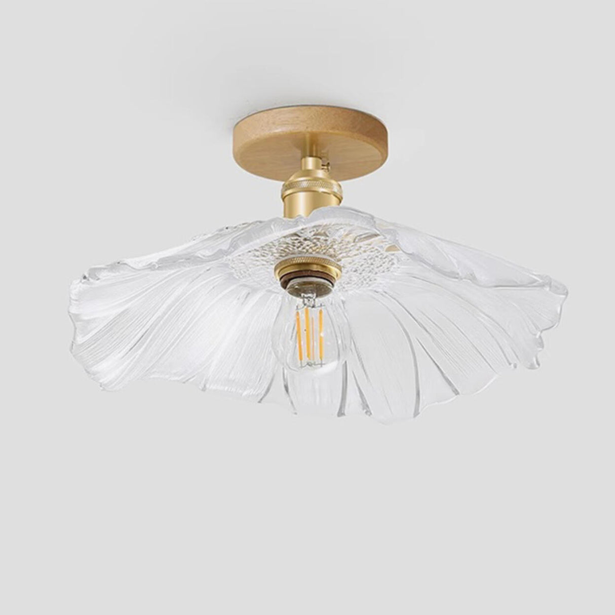 Kitchen Mini Clear Flower Glass Semi-Flush Mount Light Image - 9