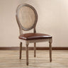 Kitchen Oval High Back Fabric Seat Wood Dining Chair Image - 3