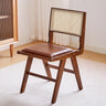 Kitchen Rectangle Rattan Back Wood Dining Chair Brown Image - 11