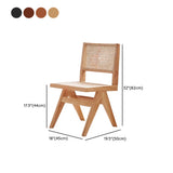 Kitchen Rectangle Rattan Back Wood Dining Chair Brown Image - 18