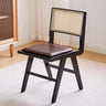 Kitchen Rectangle Rattan Back Wood Dining Chair Brown Image - 9