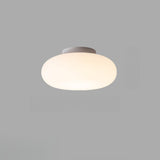 Kitchen Resin White Drum Semi-Flush Mount Ceiling Light Image - 5