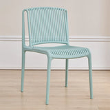 Kitchen Stackable Armless Slat-Back Acrylic Dining Chair Image - 8