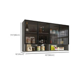 Kitchen Wall-Mounted Glass Hutch China Cabinet Black Image - 17