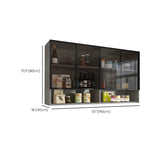 Kitchen Wall-Mounted Glass Hutch China Cabinet Black Image - 18