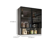 Kitchen Wall-Mounted Glass Hutch China Cabinet Black Image - 21