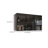 Kitchen Wall-Mounted Glass Hutch China Cabinet Black Image - 24