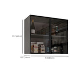 Kitchen Wall-Mounted Glass Hutch China Cabinet Black Image - 29