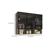 Kitchen Wall-Mounted Glass Hutch China Cabinet Black Image - 31