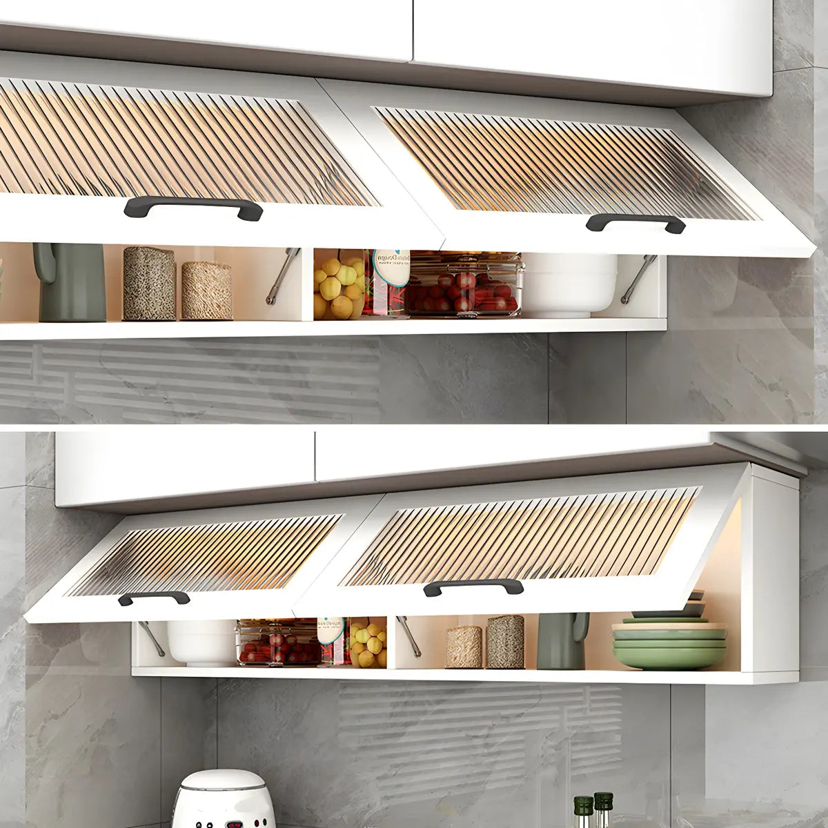 Kitchen Wood Wall-Mounted Storage China Cabinets White Image - 13