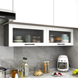 Kitchen Wood Wall-Mounted Storage China Cabinets White Image - 4