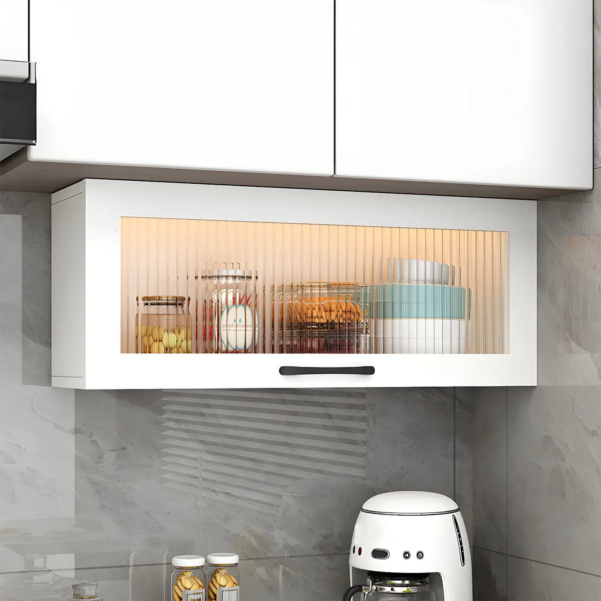 Kitchen Wood Wall-Mounted Storage China Cabinets White Image - 5