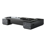 L-Shape Black Wood Drawers Storage Long Executive Desk Image - 3