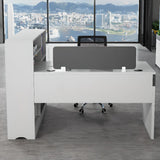 L-Shape Modern MDF White Spacious Storage Executive Desk Set Image - 6