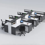 L-Shaped Modular Grey-White Storage Wood Office Desk Set Image - 24