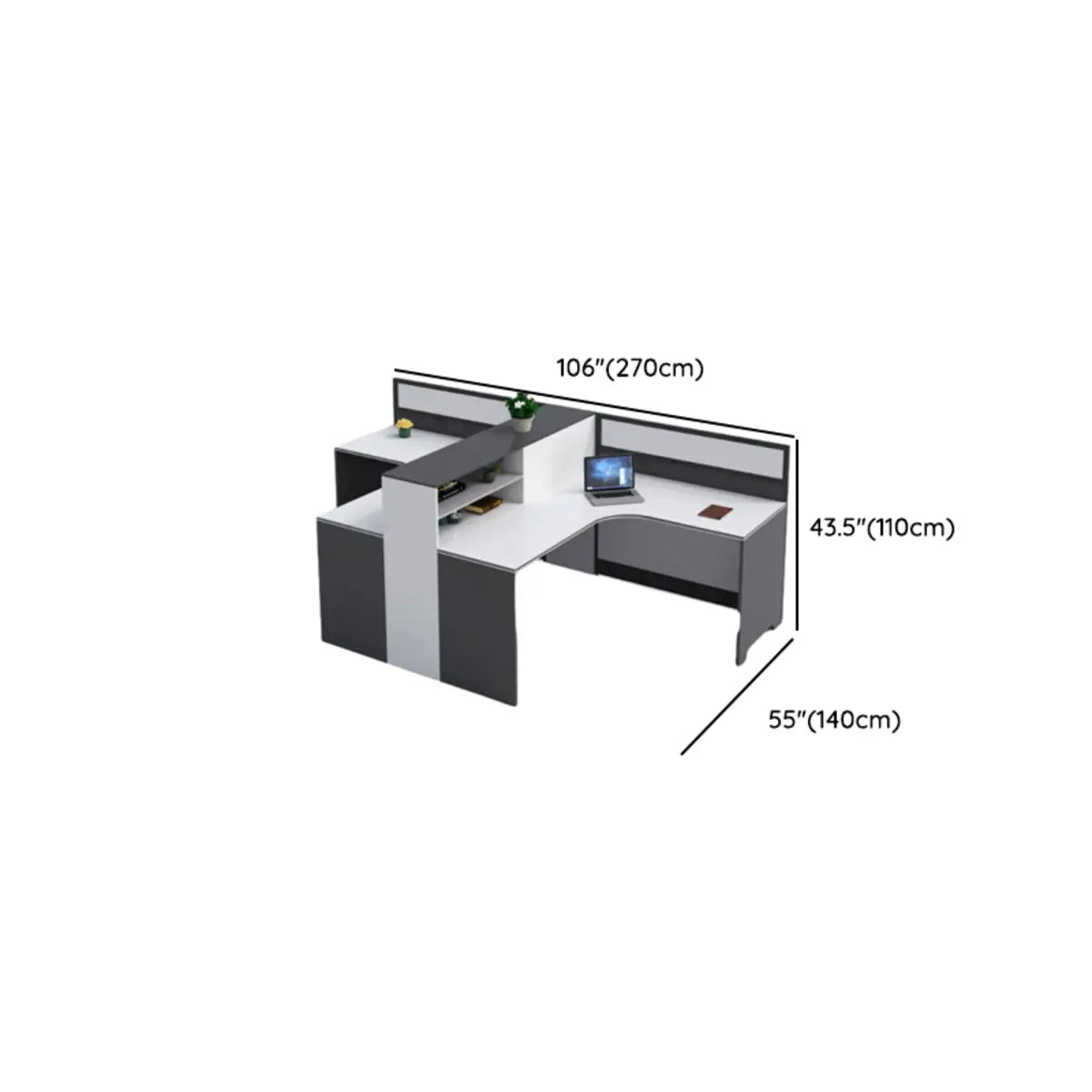 L-Shaped Modular Grey-White Storage Wood Office Desk Set Image - 30
