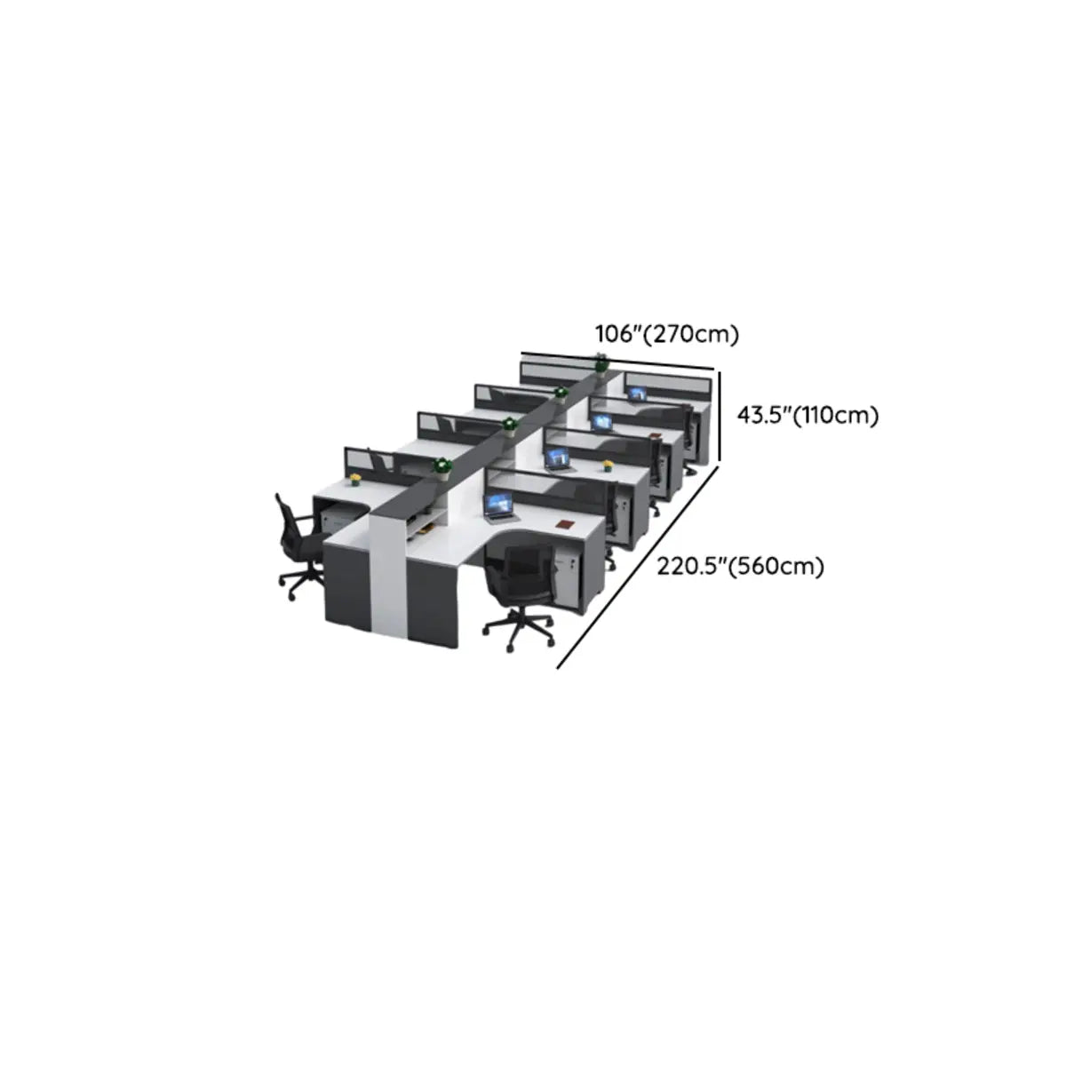 L-Shaped Modular Grey-White Storage Wood Office Desk Set Image - 48