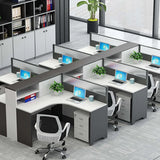 L-Shaped White Wood Modular Office Desk Set with Storage Image - 1