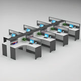 L-Shaped White Wood Modular Office Desk Set with Storage Image - 25