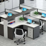 L-Shaped White Wood Modular Office Desk Set with Storage Image - 3