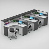 L-Shaped White Wood Modular Office Desk Set with Storage Image - 18