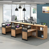 L-Shaped Wood Grain Black Storage Large Office Furniture Set Image - 14