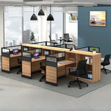 L-Shaped Wood Grain Black Storage Large Office Furniture Set Image - 18