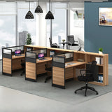 L-Shaped Wood Grain Black Storage Large Office Furniture Set Image - 19