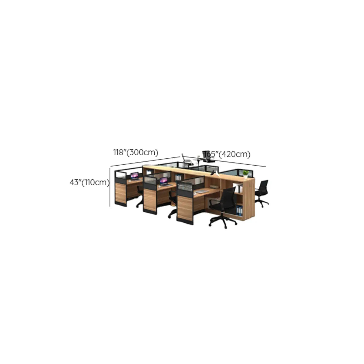 L-Shaped Wood Grain Black Storage Large Office Furniture Set Image - 30