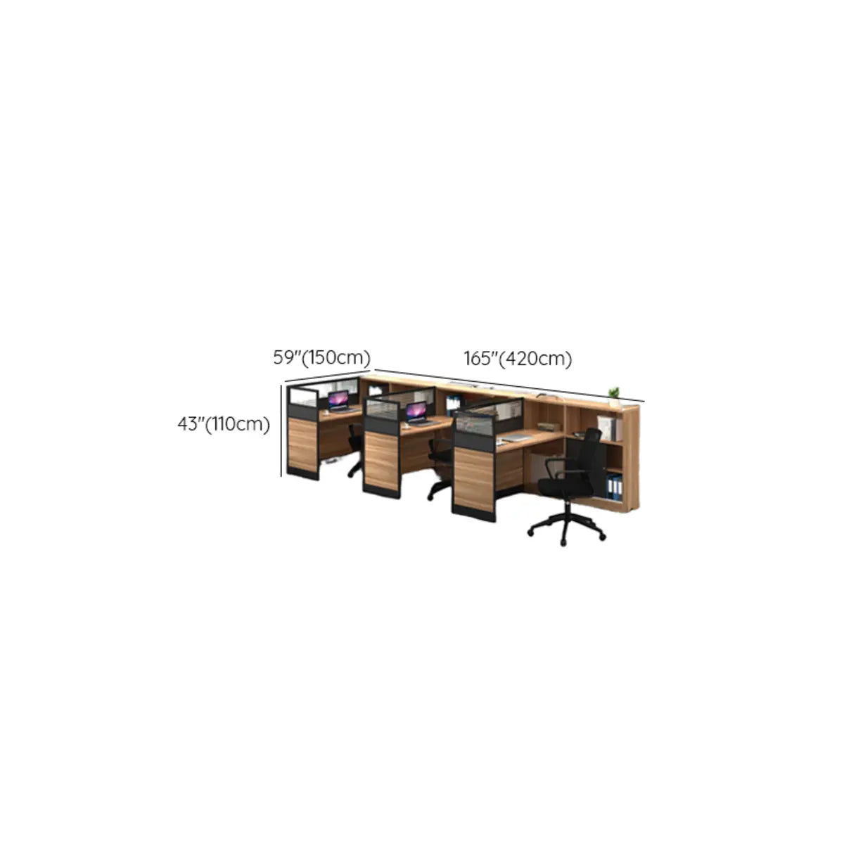 L-Shaped Wood Grain Black Storage Large Office Furniture Set Image - 31