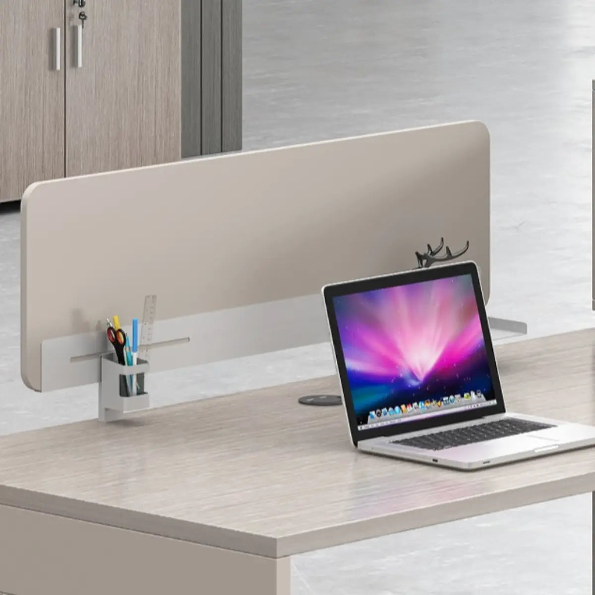 L-Shaped Wooden Gray Compact Storage Computer Desk Set Image - 10