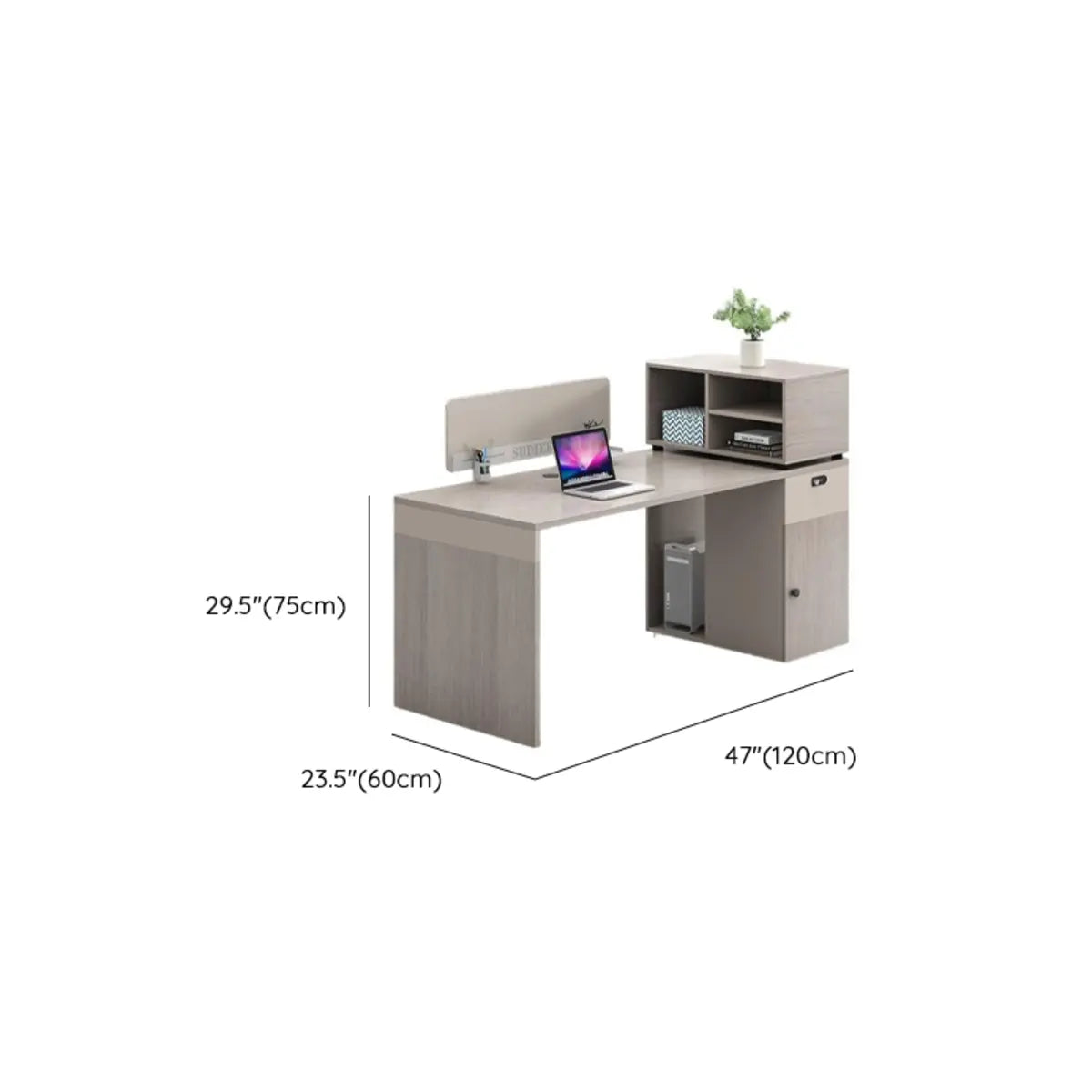 L-Shaped Wooden Gray Compact Storage Computer Desk Set 