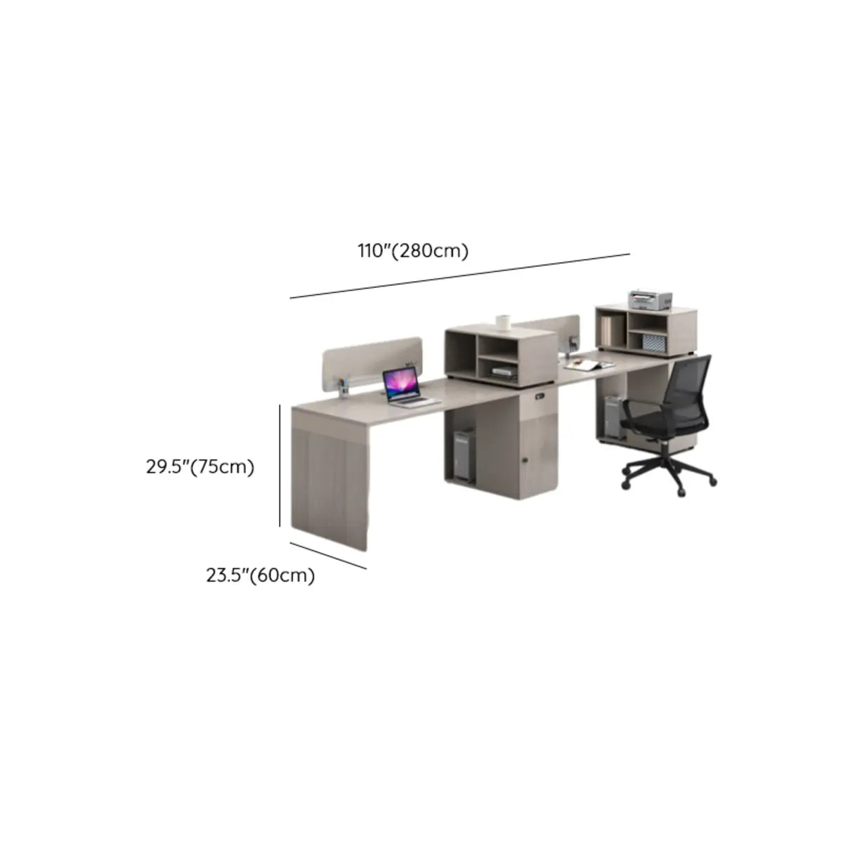 L-Shaped Wooden Gray Compact Storage Computer Desk Set Image - 21