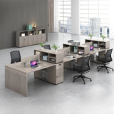 L-Shaped Wooden Gray Compact Storage Computer Desk Set Image - 7