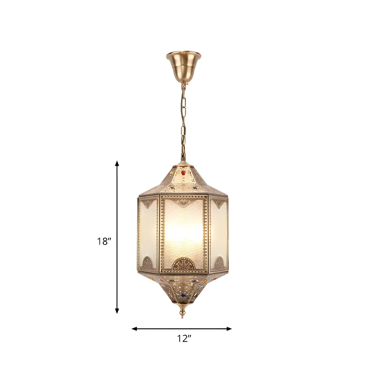 Lantern Brass Metal Frosted Glass Mini Foyer Chandelier 