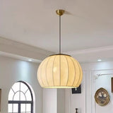 Lantern Fabric White Wood Walnut Island Chandelier Image - 10