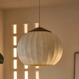 Lantern Fabric White Wood Walnut Island Chandelier Image - 3