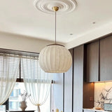 Lantern Fabric White Wood Walnut Island Chandelier Image - 9