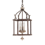 Lantern Metal Brown Chain Candle Mini Foyer Chandelier Image - 4