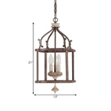 Lantern Metal Brown Chain Candle Mini Foyer Chandelier #size