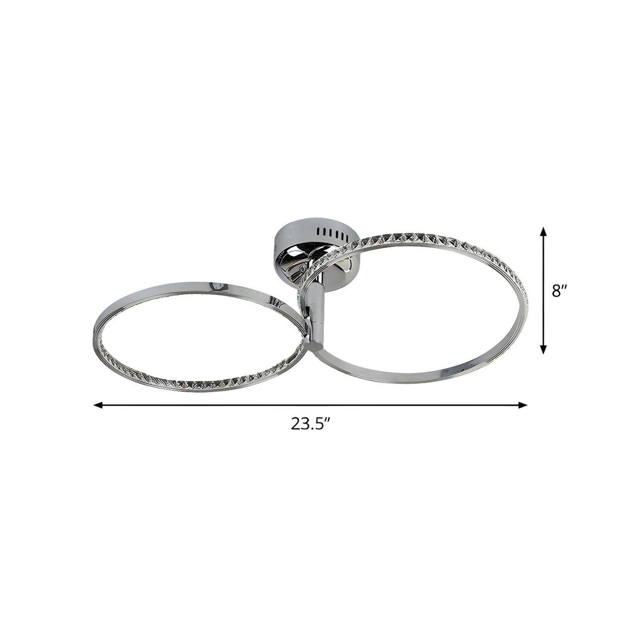 Large 2-Ring Stainless-Steel LED Semi-Flush Mount Light 