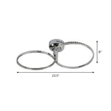 Large 2-Ring Stainless-Steel LED Semi-Flush Mount Light #size