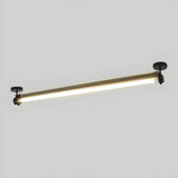 Large Balck Long Strip Metal LED Semi-Flush Mount Light Image - 6